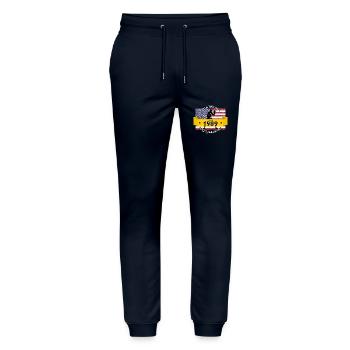 35. Geburtstag Vivant et dynamique depuis 08/1989 - Pantalon de jogging bio MOVER Stanley/Stella unisexe - marine - Devant - Marisol (170cm) & Nik (191cm)
