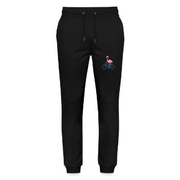 Flamingo Riding A Bicycle Funny Lovely Pink Bird - Stanley/Stella Mover Unisex Organic Jogging Trousers - black - Front - Marisol (170cm) & Nik (191cm)