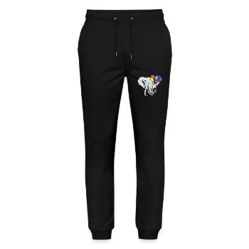Elefant Regenbogen LGBT Elefanten Luftballons Gay - Stanley/Stella Unisex Bio Jogginghose Mover  - Schwarz - Vorne - Marisol (170cm) & Nik (191cm)