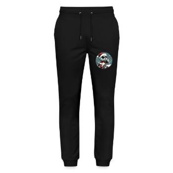French Bulldog Dog Christmas Rocker Git - Stanley/Stella Mover Unisex Organic Jogging Trousers - black - Front - Marisol (170cm) & Nik (191cm)