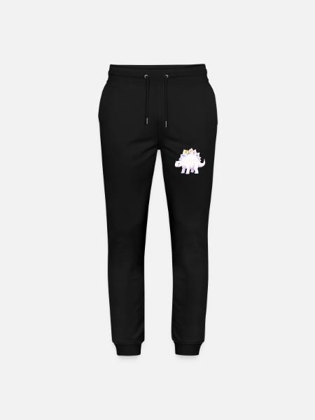 Whimsical Purple Dinosaur with Daisies - Stanley/Stella Mover Unisex Organic Jogging Trousers - black
