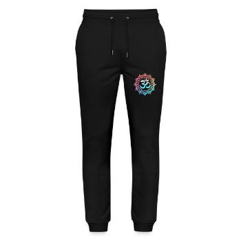 Om Mandala Spirituelles Zen Yoga Buddhistische - Stanley/Stella Unisex Bio Jogginghose Mover  - Schwarz - Vorne - Marisol (170cm) & Nik (191cm)