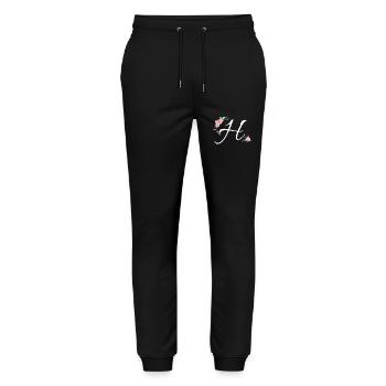 Letter h flowers - Stanley/Stella Mover Unisex Organic Jogging Trousers - black - Front - Marisol (170cm) & Nik (191cm)