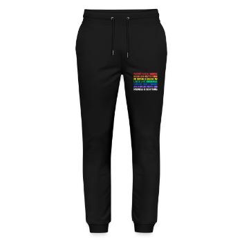 Rainbow Regenbogen Lesbe Pride LGBTQ - Stanley/Stella Unisex Bio Jogginghose Mover  - Schwarz - Vorne - Marisol (170cm) & Nik (191cm)