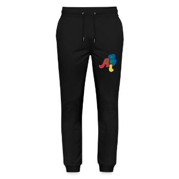 Abi - Abitur - Geschenk - Stanley/Stella Unisex Bio Jogginghose Mover  - Schwarz - Vorne - Marisol (170cm) & Nik (191cm)