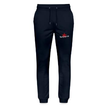 Antifascist Red Star - Stanley/Stella Mover Unisex Organic Jogging Trousers - navy - Front - Marisol (170cm) & Nik (191cm)
