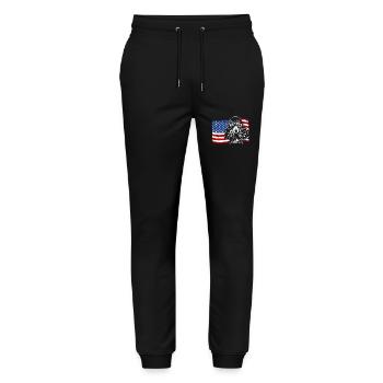 Caniche miniature Amérique Flag Dogs Wilsigns - Pantalon de jogging bio MOVER Stanley/Stella unisexe - noir - Devant - Marisol (170cm) & Nik (191cm)