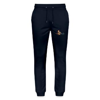 Heartbeat Mushrooms - Stanley/Stella Mover Unisex Organic Jogging Trousers - navy - Front - Marisol (170cm) & Nik (191cm)