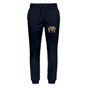 I Throw Stuff Discus Thrower Shot Put Track & - Stanley/Stella Mover Unisex Organic Jogging Trousers - navy - Front - Marisol (170cm) & Nik (191cm)