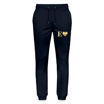 Buchstabe e goldenes Herz - Stanley/Stella Unisex Bio Jogginghose Mover  - Navy - Vorne - Marisol (170cm) & Nik (191cm)