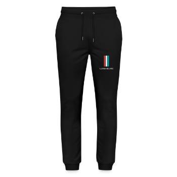 Drapeau du Luxembourg, fierté luxembourgeoise - Pantalon de jogging bio MOVER Stanley/Stella unisexe - noir - Devant - Marisol (170cm) & Nik (191cm)