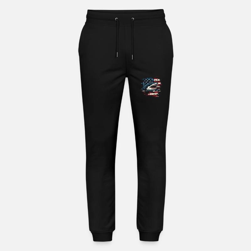 Requin avec drapeau des États-Unis - Pantalon de jogging bio MOVER Stanley/Stella unisexe - noir