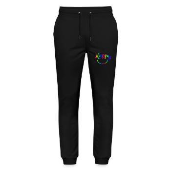 happy quotes positive quote cute love positivity - Stanley/Stella Mover Unisex Organic Jogging Trousers - black - Front - Marisol (170cm) & Nik (191cm)