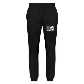 Saluki America Flag Dog Dogs Wilsigns - Stanley/Stella Mover Unisex Organic Jogging Trousers - black - Front - Marisol (170cm) & Nik (191cm)