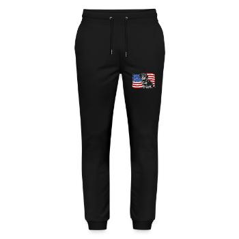 wire-haired dachshund america flag dogs dog wilsigns - Stanley/Stella Mover Unisex Organic Jogging Trousers - black - Front - Marisol (170cm) & Nik (191cm)