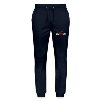 gebrochen aber ok "broken" - Stanley/Stella Unisex Bio Jogginghose Mover  - Navy - Vorne - Marisol (170cm) & Nik (191cm)