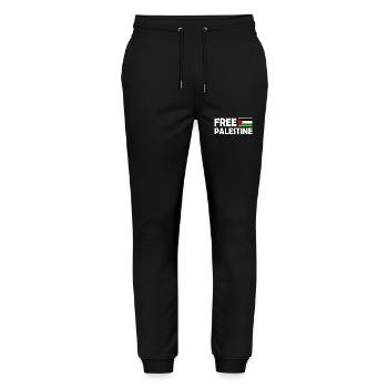 Free palestine - Stanley/Stella Unisex Bio Jogginghose Mover  - Schwarz - Vorne - Marisol (170cm) & Nik (191cm)