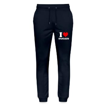 I Love Spaniards Heart Funny Witty - Stanley/Stella Mover Unisex Organic Jogging Trousers - navy - Front - Marisol (170cm) & Nik (191cm)