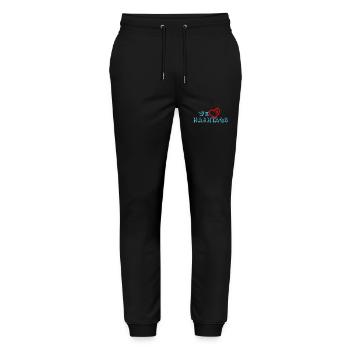 We love hashtags - Nous aimons les hashtags sur Internet - Pantalon de jogging bio MOVER Stanley/Stella unisexe - noir - Devant - Marisol (170cm) & Nik (191cm)