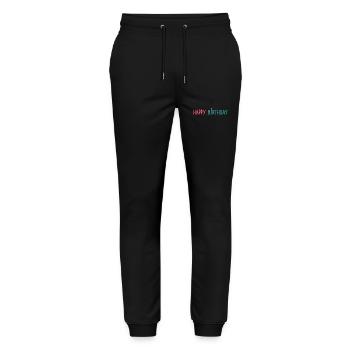 Geburtstag - Stanley/Stella Unisex Bio Jogginghose Mover  - Schwarz - Vorne - Marisol (170cm) & Nik (191cm)