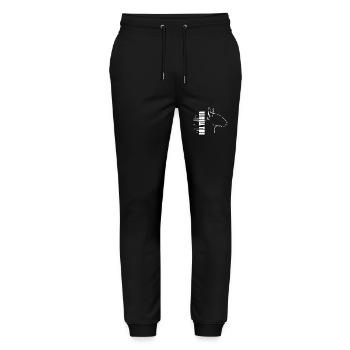 English Bull Terrier Profile Dogs Dog Wilsigns - Stanley/Stella Mover Unisex Organic Jogging Trousers - black - Front - Marisol (170cm) & Nik (191cm)