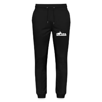 Opa Großvater Motorrad Chopper Geschenk - Stanley/Stella Unisex Bio Jogginghose Mover  - Schwarz - Vorne - Marisol (170cm) & Nik (191cm)