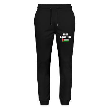 Free palestine - Stanley/Stella Unisex Bio Jogginghose Mover  - Schwarz - Vorne - Marisol (170cm) & Nik (191cm)