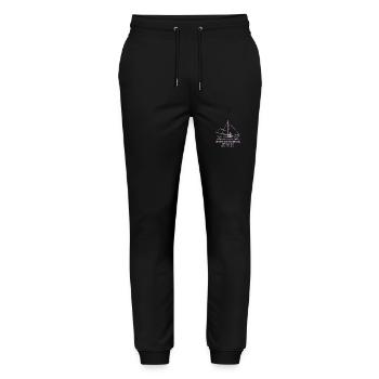 Segeln Atmen Ruhe Segelboot - Stanley/Stella Unisex Bio Jogginghose Mover  - Schwarz - Vorne - Marisol (170cm) & Nik (191cm)