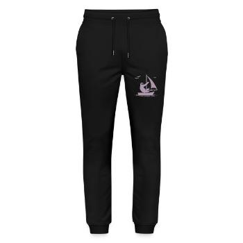 Faultier Segelboot Segeln Minimalistisch - Stanley/Stella Unisex Bio Jogginghose Mover  - Schwarz - Vorne - Marisol (170cm) & Nik (191cm)