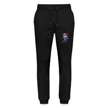 Pitbull Skier Dog Winter Sports Winter Fun - Stanley/Stella Mover Unisex Organic Jogging Trousers - black - Front - Marisol (170cm) & Nik (191cm)