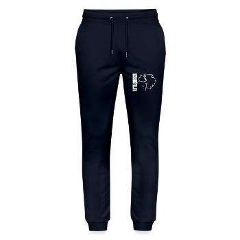 MITTELSCHNAUZER Profile Dogs Dog Wilsigns - Stanley/Stella Mover Unisex Organic Jogging Trousers - navy - Front - Marisol (170cm) & Nik (191cm)