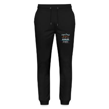 Adam - Keine Panik. Alles wird gut - Stanley/Stella Unisex Bio Jogginghose Mover  - Schwarz - Vorne - Marisol (170cm) & Nik (191cm)