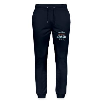 Corbinian - Keine Panik. Alles wird gut - Stanley/Stella Unisex Bio Jogginghose Mover  - Navy - Vorne - Marisol (170cm) & Nik (191cm)