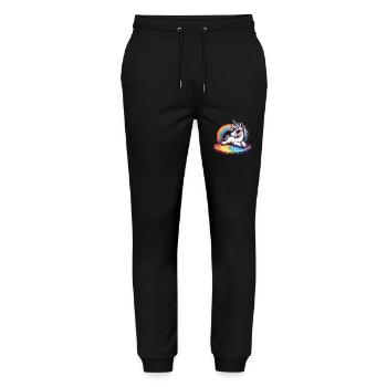 Unicorn Surfer Rainbow Surfing Cool - Stanley/Stella Mover Unisex Organic Jogging Trousers - black - Front - Marisol (170cm) & Nik (191cm)