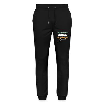 Mut Intelligenz Persönlichkeit - mein Dackel - Stanley/Stella Unisex Bio Jogginghose Mover  - Schwarz - Vorne - Marisol (170cm) & Nik (191cm)