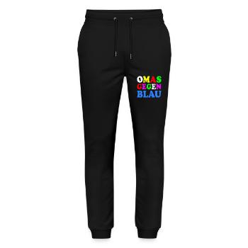 Omas gegen blau - Stanley/Stella Unisex Bio Jogginghose Mover  - Schwarz - Vorne - Marisol (170cm) & Nik (191cm)
