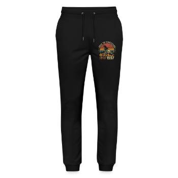 Vintage October 1997 - October 1997 Retro Gift - Stanley/Stella Mover Unisex Organic Jogging Trousers - black - Front - Marisol (170cm) & Nik (191cm)