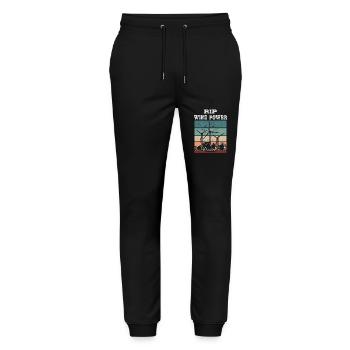 Wind Power RIP, No to Wind Energy - Stanley/Stella Mover Unisex Organic Jogging Trousers - black - Front - Marisol (170cm) & Nik (191cm)
