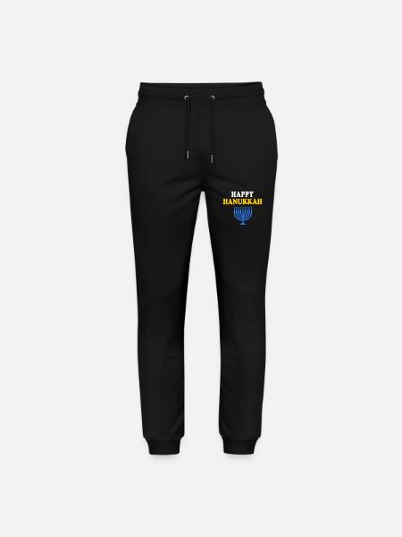 HAPPY HANUKKAH - Stanley/Stella Mover Unisex Organic Jogging Trousers - black