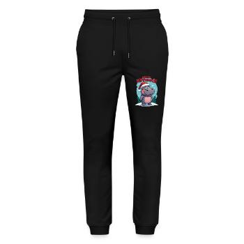 Cute Hippo in Santa Hat Christmas - Merry Hippomas - Stanley/Stella Mover Unisex Organic Jogging Trousers - black - Front - Marisol (170cm) & Nik (191cm)