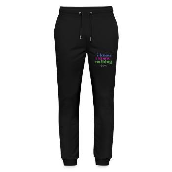 Philosophica Sprüche Motiv Platon -Lustiger Spruch - Stanley/Stella Unisex Bio Jogginghose Mover  - Schwarz - Vorne - Marisol (170cm) & Nik (191cm)