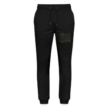 Bitcoin Silhouette 21 Millionen Währung - Stanley/Stella Unisex Bio Jogginghose Mover  - Schwarz - Vorne - Marisol (170cm) & Nik (191cm)
