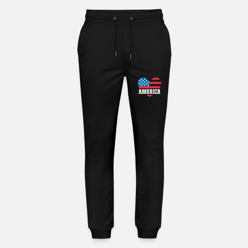 Drapeau de l’Amérique Coeur - Pantalon de jogging bio MOVER Stanley/Stella unisexe - noir
