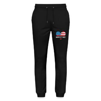 Frohen 4. Juli - Stanley/Stella Unisex Bio Jogginghose Mover  - Schwarz - Vorne - Marisol (170cm) & Nik (191cm)