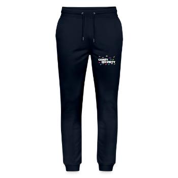 Candy Security Mom Dad Matching Birthday Costume - Stanley/Stella Mover Unisex Organic Jogging Trousers - navy - Front - Marisol (170cm) & Nik (191cm)