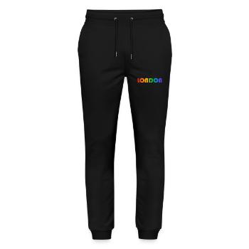 London Regenbogen Text - Stanley/Stella Unisex Bio Jogginghose Mover  - Schwarz - Vorne - Marisol (170cm) & Nik (191cm)