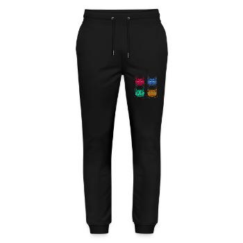 Vier Farben Katzen / Des chats comme Warhol - Pantalon de jogging bio MOVER Stanley/Stella unisexe - noir - Devant - Marisol (170cm) & Nik (191cm)