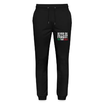 Italy Italian Vaffanculo - Stanley/Stella Mover Unisex Organic Jogging Trousers - black - Front - Marisol (170cm) & Nik (191cm)