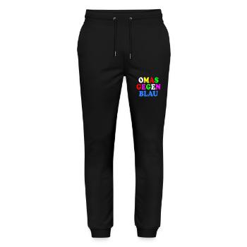 Omas gegen blau - Stanley/Stella Unisex Bio Jogginghose Mover  - Schwarz - Vorne - Marisol (170cm) & Nik (191cm)