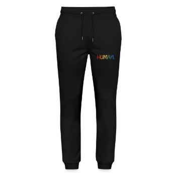 Human-Mensch-Pride - Stanley/Stella Unisex Bio Jogginghose Mover  - Schwarz - Vorne - Marisol (170cm) & Nik (191cm)